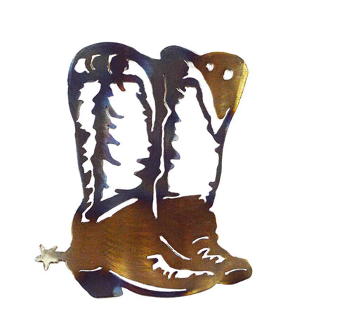 Rustic Cowboy Boots Metal Wall Art – Handmade Western Home Decor | Made in USA Knights Home Decor  item