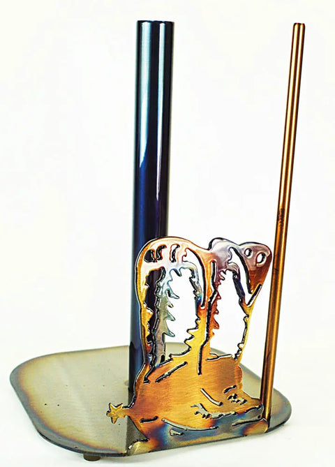 Rustic Cowboy Boots Paper Towel Holder – Durable Metal Kitchen Accessory | Made in USA Knights Home Decor  item