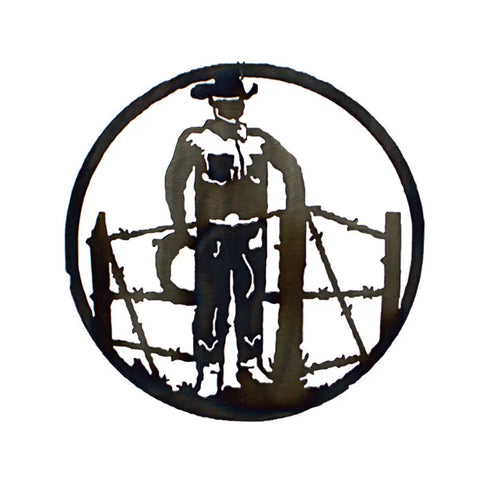 Rustic Cowboy Metal Wall Art – Western Fence Decor | Handmade in USA Knights Home Decor  item