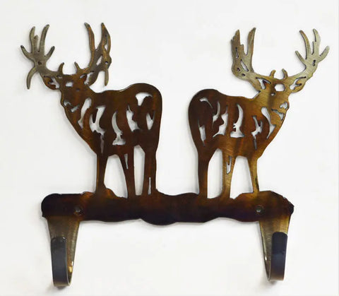 Rustic Deer Double Hook – Back to Back Metal Coat and Towel Rack | Handcrafted Steel | Made in USA Knights Home Decor  item