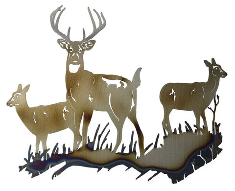 Rustic Deer Family Metal Wall Sculpture – Handcrafted Outdoor Art | Made in USA Knights Home Decor  item