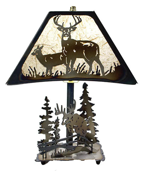 Rustic Deer Jumping Fence Accent Lamp – Handmade Metal Base Table Light | Made in USA Knights Home Decor  item