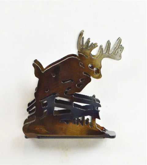 Rustic Deer Leaping Fence Metal Cocktail Napkin Holder – Handmade Table Accent | Made in USA Knights Home Decor  item