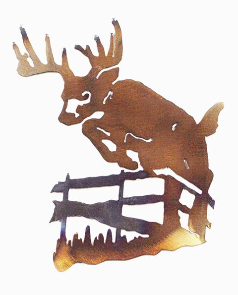 Rustic Deer Leaping Fence Metal Wall Art – Handcrafted Wildlife Sculpture | Made in USA Knights Home Decor  item