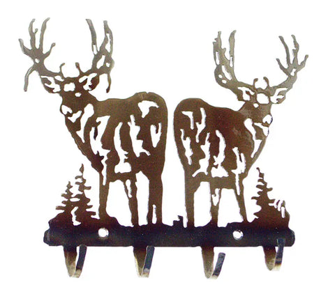 Rustic Deer Silhouette Key Rack – Metal Wall Organizer with Nature Design | Handcrafted in USA Knights Home Decor  item