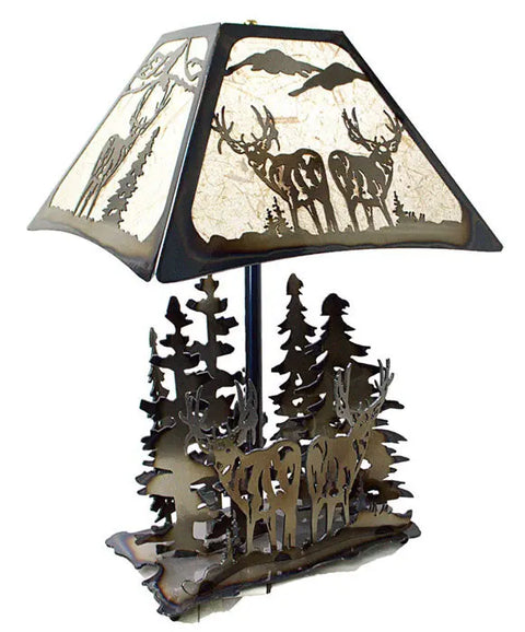 Rustic Deer Silhouette Table Lamp – Handcrafted Forest Theme Lighting | Made in USA Knights Home Decor  item