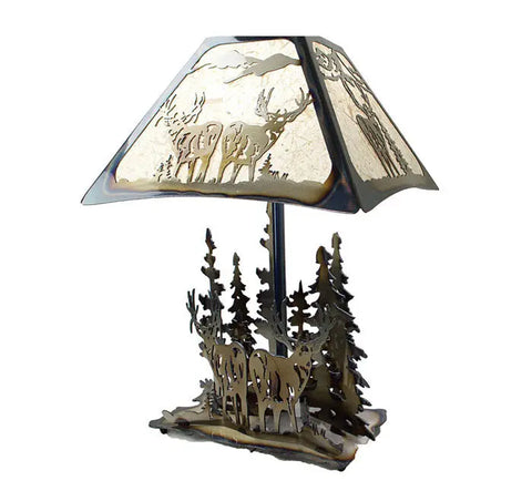 Rustic Deer Silhouette Table Lamp – Handcrafted Forest Theme Lighting | Made in USA Knights Home Decor  item