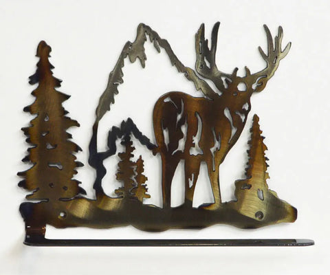 Rustic Deer and Mountain Hand Towel Holder – Nature-Inspired Wall Rack | Made in USA Knights Home Decor  item