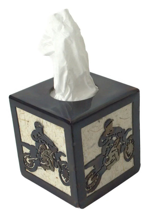Rustic Dirt Bike Tissue Box Cover – Motocross Decor Tissue Holder | Made in USA Knights Home Decor  item