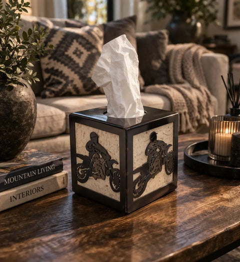 Rustic Dirt Bike Tissue Box Cover – Motocross Decor Tissue Holder | Made in USA Knights Home Decor  item