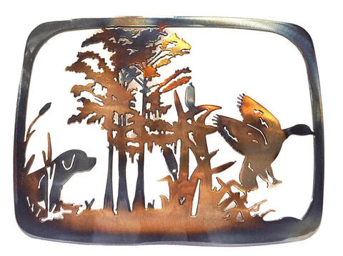 Rustic Dog and Duck Wetlands Casserole Dish Holder – Handmade Kitchen Trivet | Made in USA Knights Home Decor  item