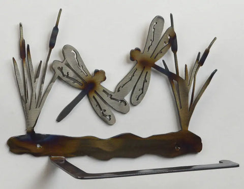 Rustic Dragonfly Hand Towel Holder – Handcrafted Metal Wall Rack | Made in USA Knights Home Decor  item