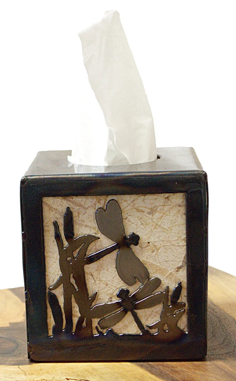 Rustic Dragonfly Tissue Box Cover – Handcrafted Decorative Holder | Made in USA Knights Home Decor  item