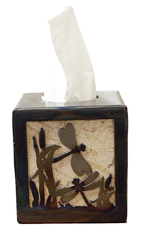 Rustic Dragonfly Tissue Box Cover – Handcrafted Decorative Holder | Made in USA Knights Home Decor  item