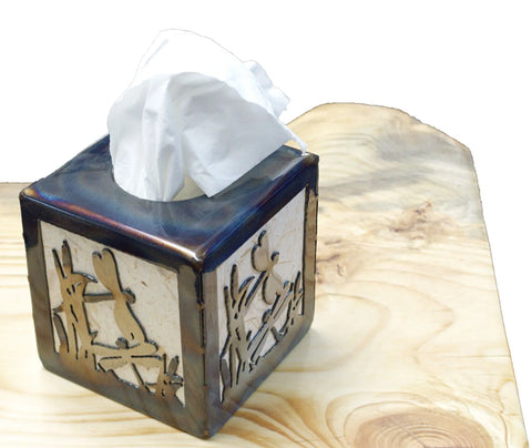 Rustic Dragonfly Tissue Box Cover – Handcrafted Decorative Holder | Made in USA Knights Home Decor  item