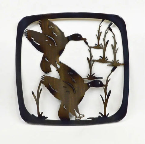 Rustic Ducks in Wetland Cast Iron Trivet – Durable Kitchen Hot Pad | Handcrafted in USA Knights Home Decor  item