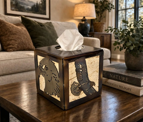Rustic Eagle Design Tissue Box Holder – Handcrafted Decorative Cover | Made in USA Knights Home Decor  item