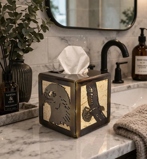 Rustic Eagle Design Tissue Box Holder – Handcrafted Decorative Cover | Made in USA Knights Home Decor  item