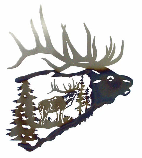 Rustic Elk Head Metal Wall Art Sculpture – Wildlife Silhouette Decor | Handcrafted in USA Knights Home Decor  item