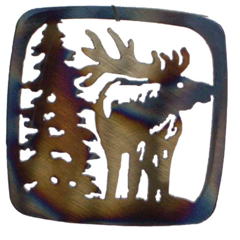 Rustic Elk Metal Coaster – Handcrafted Wilderness Decor | Made in USA – Veteran Owned Family Business Knights Home Decor  item