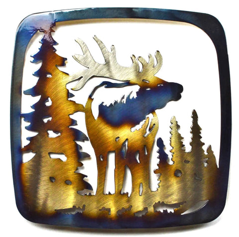 Rustic Elk Metal Trivet 7 Inch – Handcrafted Heat-Treated Hot Plate | Made in USA Kitchen Decor Knights Home Decor  item