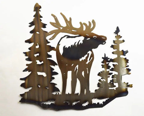 Rustic Elk Metal Wall Art – Handcrafted Wilderness Decor | Made in USA Knights Home Decor  item