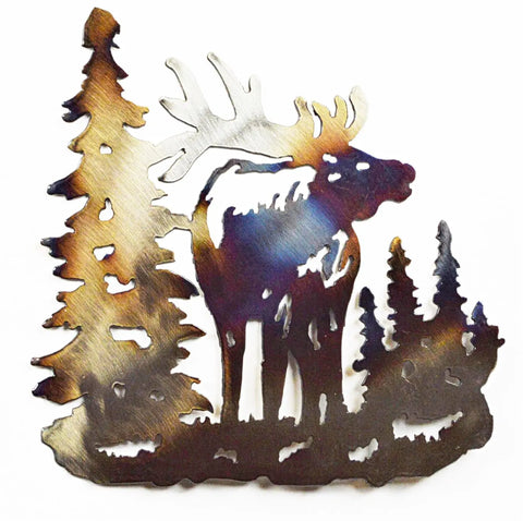 Rustic Elk Metal Wall Art – Handcrafted Wilderness Decor | Made in USA Knights Home Decor  item