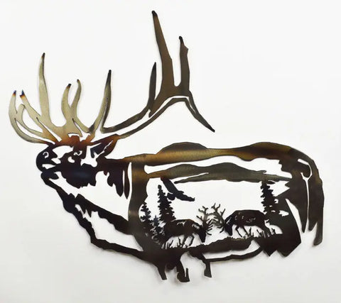 Rustic Elk Metal Wall Art – Handcrafted Wildlife Decor | Made in USA Knights Home Decor  item