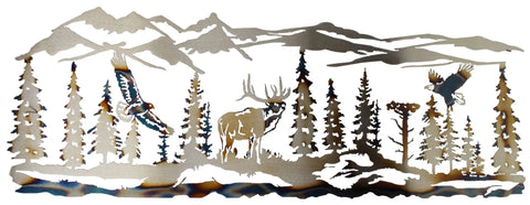 Rustic Elk Mountain Metal Wall Art – Rustic Cabin Decor | Handcrafted in USA Knights Home Decor  item