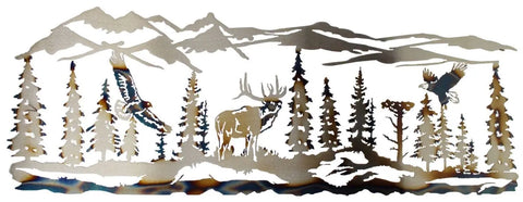 Rustic Elk Mountain Metal Wall Art – Rustic Cabin Decor | Handcrafted in USA Knights Home Decor  item