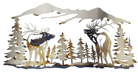 Rustic Elk Mountain Metal Wall Art – Rustic Cabin Decor | Handcrafted in USA Knights Home Decor  item