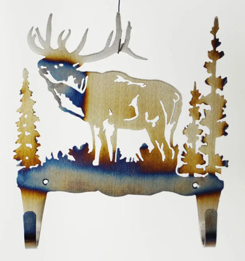 Rustic Elk Silhouette Coat and Towel Hook – Steel Wall Mount | Made in USA Knights Home Decor  item