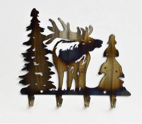Rustic Elk Silhouette Metal Key Holder – Wall Mounted Entryway Organizer | Made in USA Knights Home Decor  item