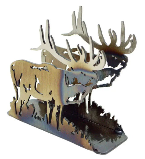 Rustic Elk Silhouette Napkin Holder – Handcrafted Metal Table Decor | Made in USA Knights Home Decor  item