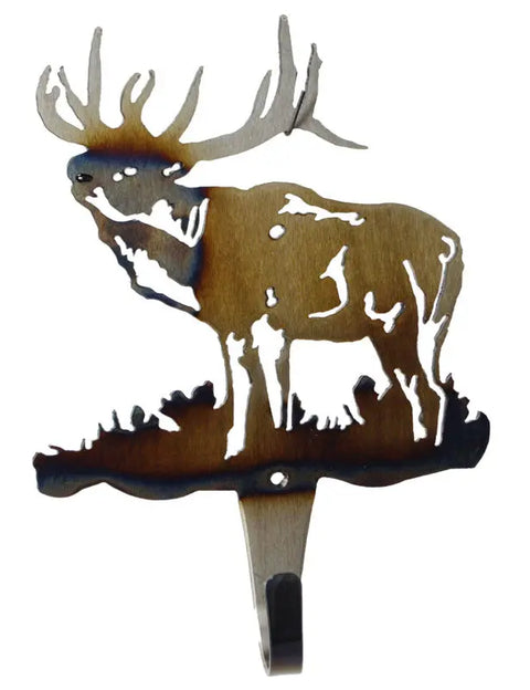 Rustic Elk Silhouette Wall Hook – Forged Steel Coat and Towel Hanger | Made in USA Knights Home Decor  item