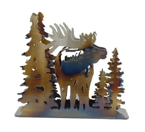 Rustic Elk-Themed Metal Napkin Holder – Handmade Organizer for Tabletop Decor | Made in USA Knights Home Decor  item
