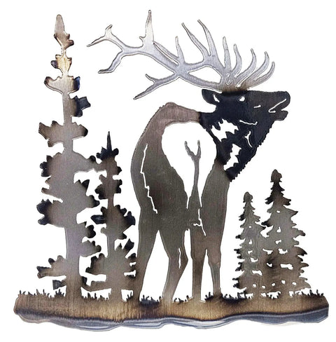 Rustic Elk Wall Art Sculpture – Handmade Metal Wildlife Decor | Made in USA Rustic Finish Knights Home Decor  item