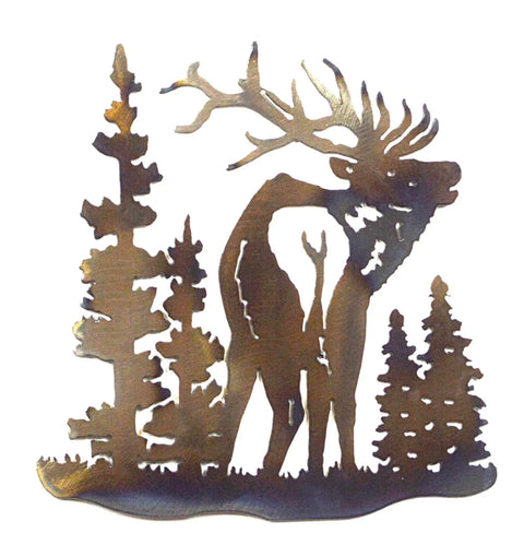 Rustic Elk Wall Art Sculpture – Handmade Metal Wildlife Decor | Made in USA Rustic Finish Knights Home Decor  item