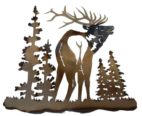 Rustic Elk Wall Art Sculpture – Handmade Metal Wildlife Decor | Made in USA Rustic Finish Knights Home Decor  item