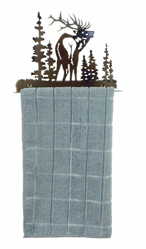 Rustic Elk Wall Mounted Hand Towel Holder – Handcrafted Metal Decor | Made in USA Knights Home Decor  item