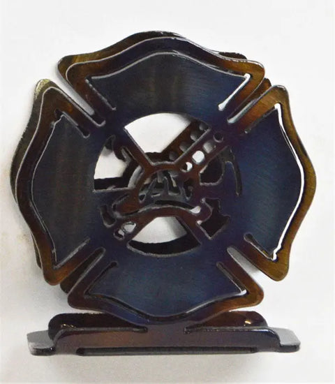 Rustic Firefighter Napkin Holder – Handcrafted Metal Keepsake | Made in USA Home Decor Knights Home Decor  item