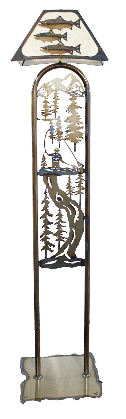 Rustic Fishing Floor Lamp – Handcrafted Metal Art Light Fixture | Made in USA Cabin Decor Knights Home Decor  item