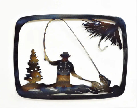 Rustic Fly Fisherman Casserole Dish Holder – Handcrafted Kitchen Accessory | Made in USA Knights Home Decor  item