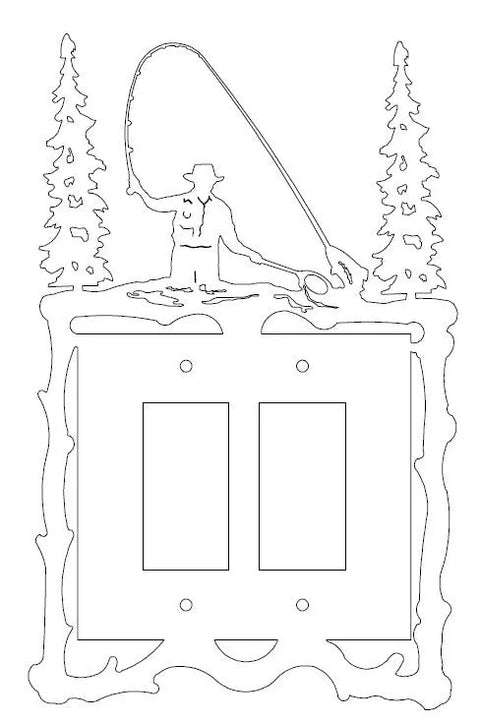 Rustic Fly Fisherman Light Switch Cover – Handcrafted Cabin Decor | Made in USA Knights Home Decor  item