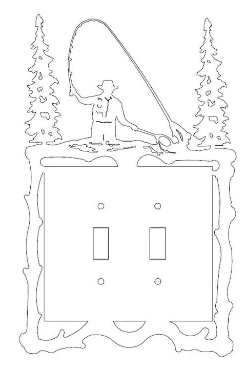 Rustic Fly Fisherman Light Switch Cover – Handcrafted Cabin Decor | Made in USA Knights Home Decor  item