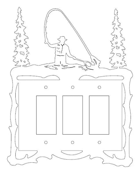 Rustic Fly Fisherman Light Switch Cover – Handcrafted Cabin Decor | Made in USA Knights Home Decor  item