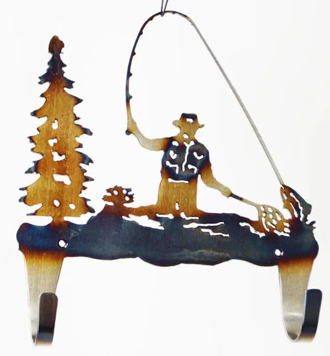 Rustic Fly Fisherman Wall Hook – Handmade Steel Coat and Towel Hanger | Made in USA Knights Home Decor  item