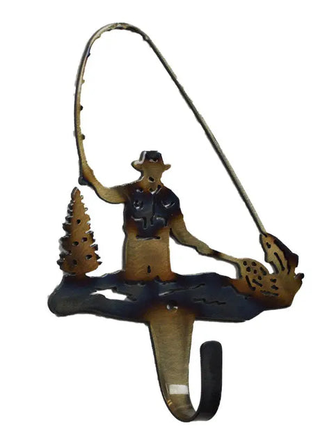 Rustic Fly Fisherman Wall Hook – Heavy Duty Steel Coat Hanger | Made in USA Knights Home Decor  item