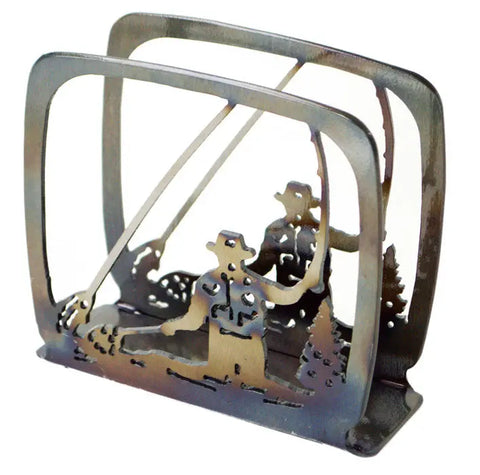 Rustic Fly Fishing Steel Napkin Holder – Hand-Forged American Craft | Made in USA Knights Home Decor  item