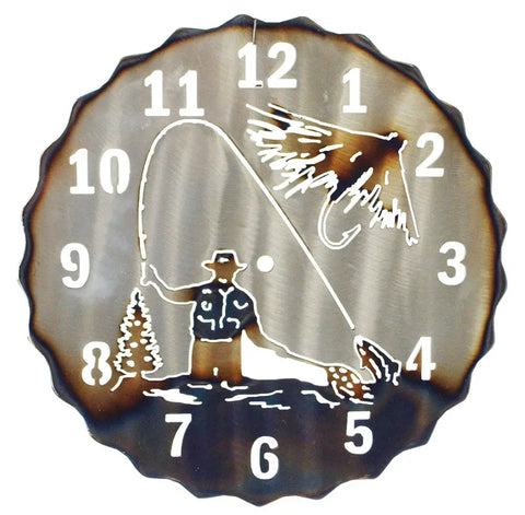 Rustic Fly Fishing Wall Clock – Handcrafted Outdoor Decor – Veteran Owned Brand | Made in USA Knights Home Decor  item